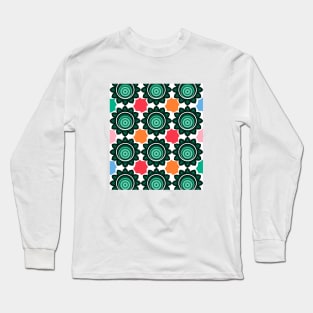 Multicolor Green Leaf Pattern Long Sleeve T-Shirt